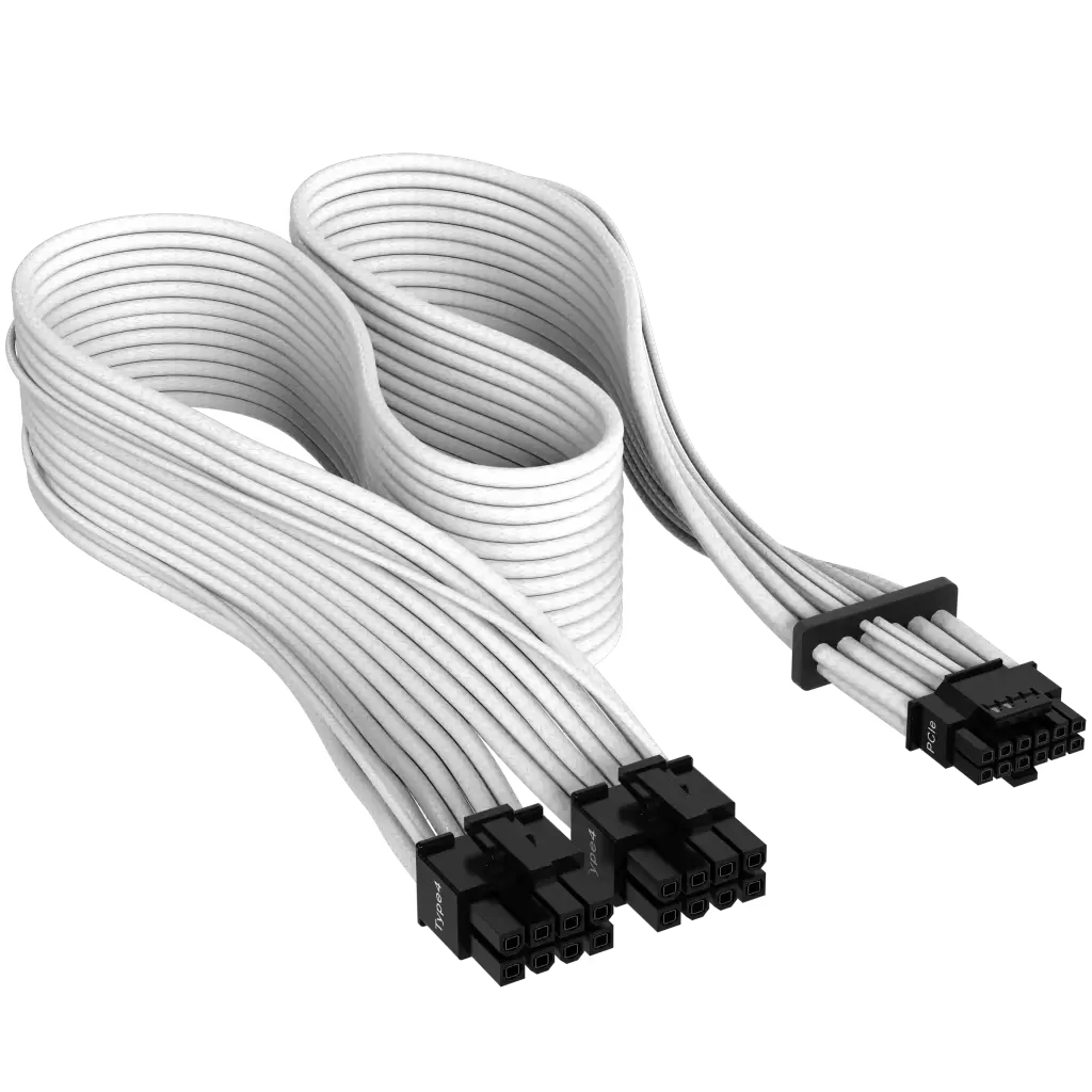 CABLE CORSAIR PREMIUM PCIE GEN 5 12V-2X6 DE 600 W Y 12+4 PATILLAS TYPE 4 WHITE