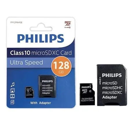 MEMORIA MICROSDHC PHILIPS 128GB W/ADAPTER CLASE 10