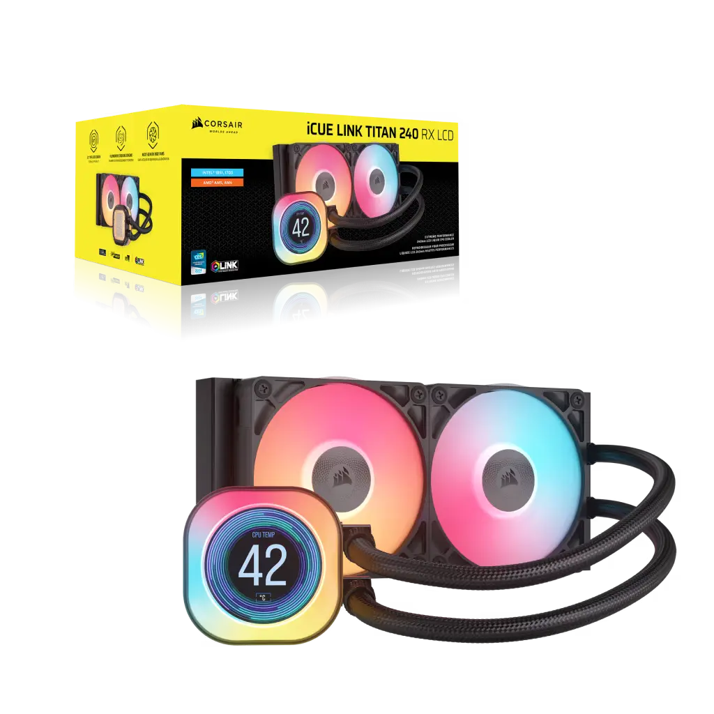 WATER COOLING CORSAIR ICUE LINK TITAN 240 RX LCD 2X CPU COOLER 240MM BLACK