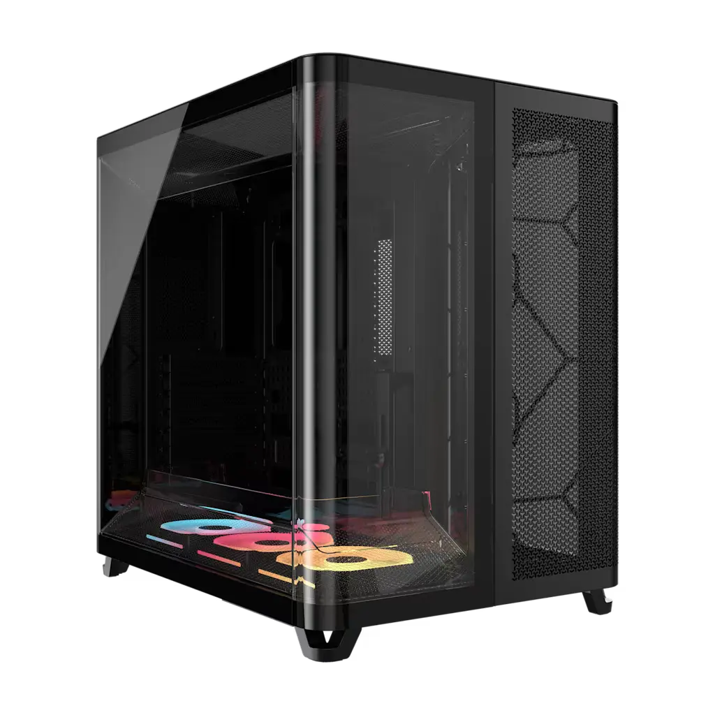 GABINETE CORSAIR AIR 5400 LX-R RGB ICUE LINK MID TOWER CON TRIPLE CÁMARA NEGRO