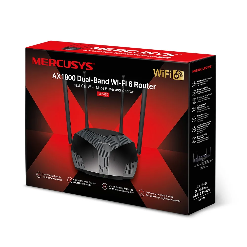 ROUTER WIRELESS MERCUSYS GIGABIT AX1800 4 ANTENAS