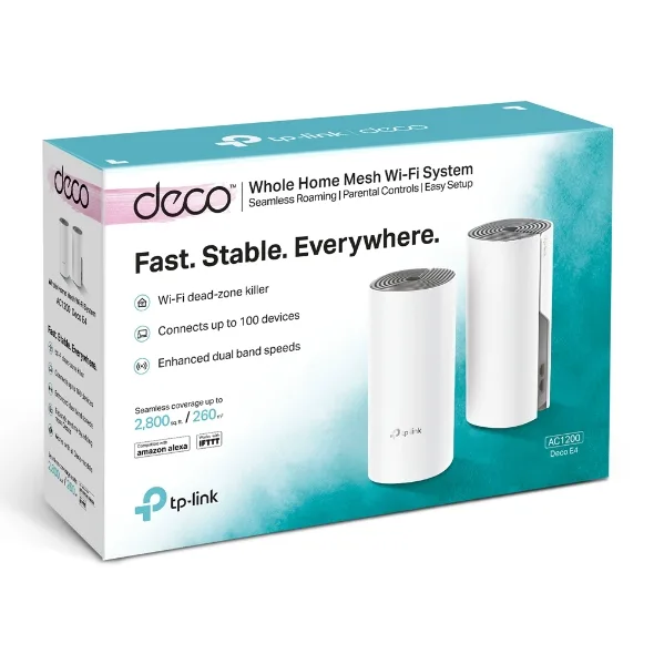 DECO E4 PACK DE 2 MESH TP LINK AC1200 WIFI SYSTEM