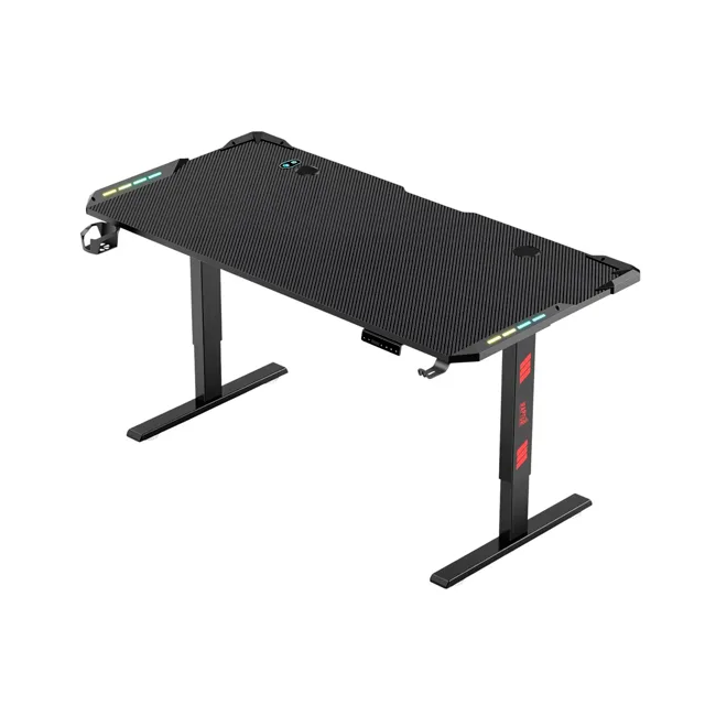 ESCRITORIO GAMER RAPTOR GLOW STATION RGB C/ELEVACION H/80KG C/PORTAVASOS + PORTA AURICULAR