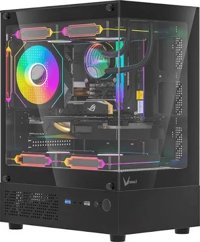 GABINETE GAMER FORMULA V LINE CRYSTAL Z1CM PLUS BLACK SIN 625.699,89 CONTROLADORES RGB (MATX, 3 FANS COSMIC 12)