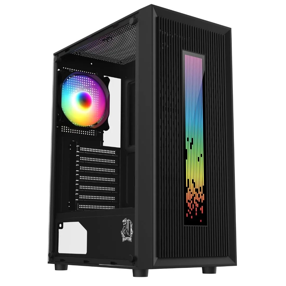 GABINETE RAPTOR VORTEX TG MID-TOWER RGB BACK FAN X1 + LED FRONT W/BUTTON CONTROL
