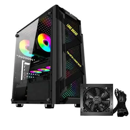 GABINETE ESPARTA+FUENTE 600W X3 FAN RGB VIDRIO TEMPLADO