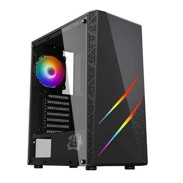 GABINETE RAPTOR BLAZE FORCE TG MID-TOWER RGB FAN X1 CON BOTON DE CONTROL