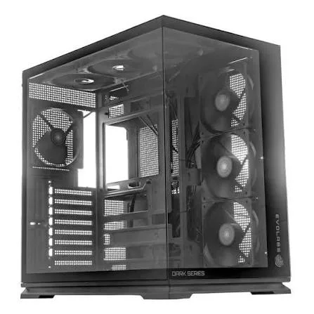 GABINETE EVOLABS LUMA X DARK EVO-325AB CON 7 VENTILADORES BLACK