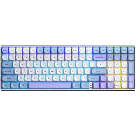 TECLADO AULA S100 PRO WHITE BLUE PURPLE SW RED WIRELESS 95% RGB RAINBOW INGLES