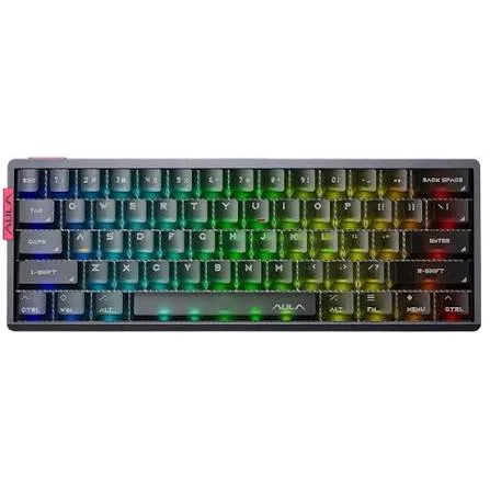 TECLADO AULA AG60 PRO METALLIC GRAY CASE +BLACK FROSTED KEYCAPS SW AETHER INGLÉS MAGNETICO 60% USB 8KHZ 0.001MM