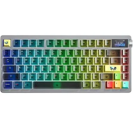 TECLADO AULA NOVA 75 BLACK TRANSPARENTE INGLES WIRELESS 75% RGB SW REAPER