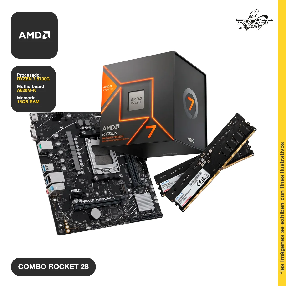 COMBO ROCKET RYZEN 7 8700G - A620 - 16GB