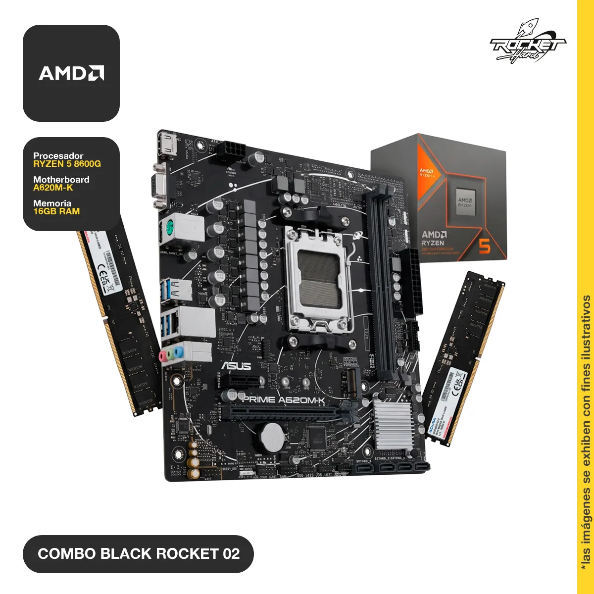 COMBO ROCKET RYZEN 5 8600G - A620 - 16GB