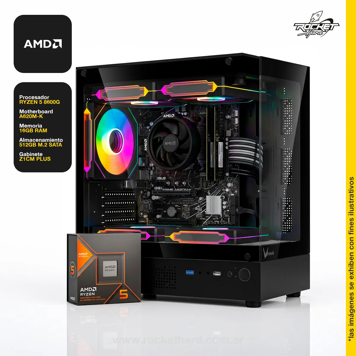 PC ROCKET RYZEN 5 8600G - 16GB - 512GB - GABINETE RGB