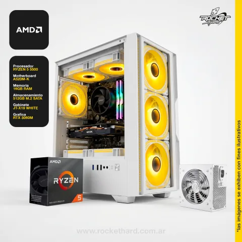 Pc Ryzen 5 5500-a520m-k-16gb-512gb-rtx 3060m-750w+gabinete Rgb