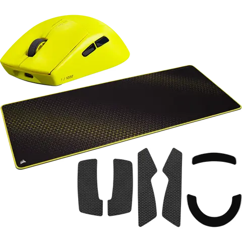 Combo Corsair Mouse M75 Air Wireless Yellow + Mouse Pad Black/yellow