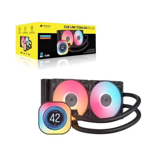 Water Cooling Corsair Icue Link Titan 240 Rx Lcd 2x Cpu Cooler 240mm Black