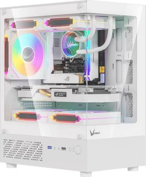 Gabinete Gamer Formula V Line Crystal Z1cm Plus White Sin Controladores Rgb (matx, 3 Fans Cosmic 12)