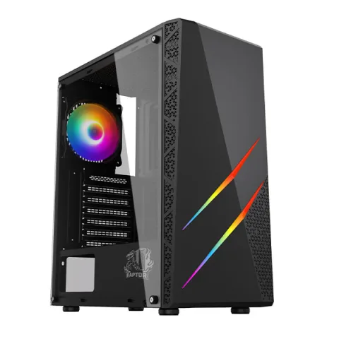Gabinete Raptor Blaze Force Tg Mid-tower Rgb Fan X1 Con Boton De Control