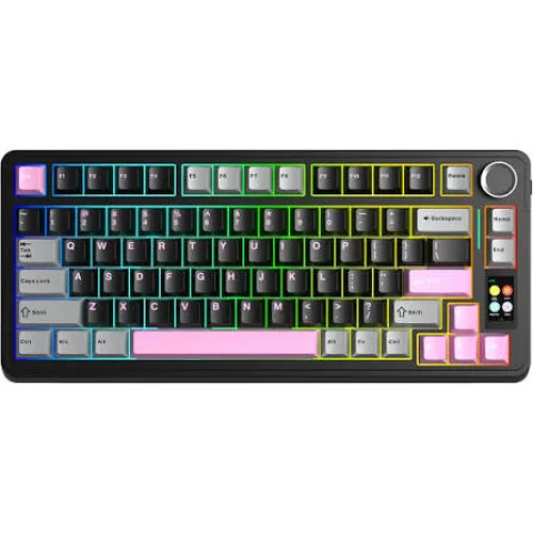 Teclado Aula S75 Pro Grey Black Pink Wireless 75% Rgb Sw Seiya Ingles