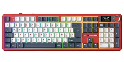 Teclado Aula F108 Pro Dark Blue White Red Degrade Wireless Full Rgb Sw Wind Spirit