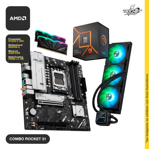 Combo Rocket Ryzen 9 7900 - B650 Wifi - 64gb - Water 360mm