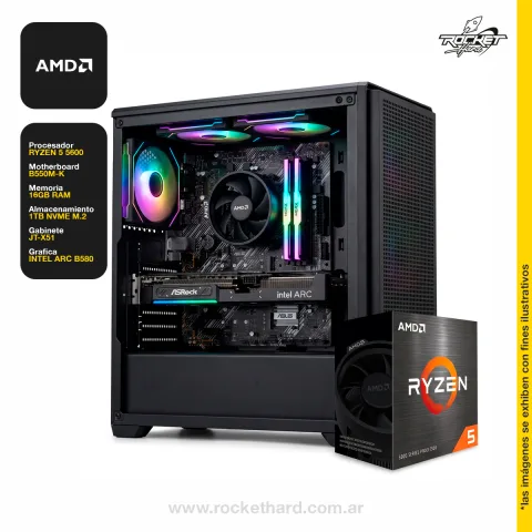 Pc Rocket Ryzen 5 5600 - 1tb - 16gb Ram - B550- B580 12gb