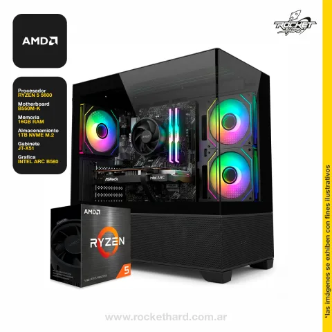 Pc Ryzen 5 5500 - 16gb - 512gb - 650w -a520 - Arc A380 6gb - Gabinete Rgb