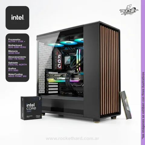 Pc Fractal Intel Core Ultra 7 270k Plus+mother Z890+32gb+1tb Nvme+water 360+rtx5080+fuente 850w+gabinete Fractal Wood Black