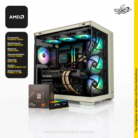 Pc Rocket Amd Ryzen 9 7900x - 16gb Ram - 1tb - Rx9070 -gabinete Rgb